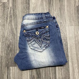 ANGELS Rolled Up Low Rise Stretch Blue Denim Capri Jeans Women's Size 3